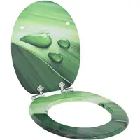 vidaXL Abattant de WC à fermeture douce « Gouttes vertes » 44 x 38 cm, plateau en MDF
