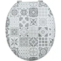 vidaXL Abattant de WC à fermeture douce, gris, 44 x 38 cm, plateau en MDF