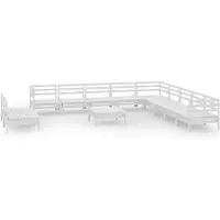 vidaXL Ensemble salon de jardin 12 pièces pin massif blanc