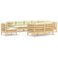 vidaXL 9-tlg. Set de salon de jardin avec baisers en crème Massivholz Kiefer