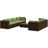 vidaXL Ensemble de jardin lounge 8 pièces avec coussins Poly rotin brun