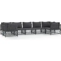 vidaXL set de jardin lounge 7 pièces avec coussins Anthracite Acier