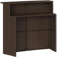 vidaXL Ensemble bar de jardin 5 pièces avec coussins Marron Poly rotin