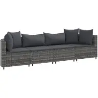 vidaXL Ensemble de salon de jardin 4 pièces avec coussins Gris Poly rotin