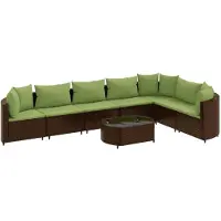 vidaXL Ensemble de jardin canapé 8 pièces avec coussins Marron Poly rotin