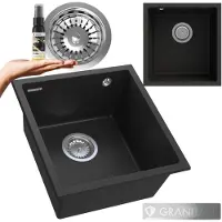 Granitan | Évier en granit Mini 45 - Chrome - À encastrer avec cuve profonde - Peu encombrant et moderne