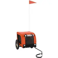 vidaXL Remorque pour vélo Chiens Orange et noir Tissu Oxford & fer