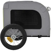 vidaXL Remorque pour vélo Chiens Vert et gris Tissu Oxford et fer