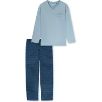 Schiesser Pyjama long ' Comfort Essentials ' aqua / bleu clair