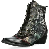 LAURA VITA Bottines à lacets mélange de couleurs / noir