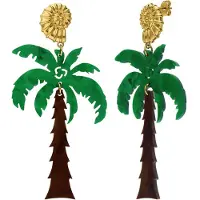 Lucardi Boucles d'oreilles 'Statement' marron / or / vert