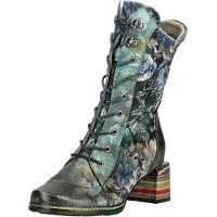 LAURA VITA Bottines à lacets bleu cyan / jade