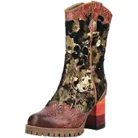 LAURA VITA Bottes marron châtaigne / vert / noir
