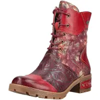 LAURA VITA Bottines à lacets mélange de couleurs / rouge