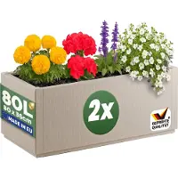 Casaria Lot de 2 pots de fleurs Ethica en plastique - blanc craie - 80 x 36 x 36 cm