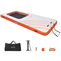 Vevor Quai Flottant Gonflable 4,57x1,98 m Plateforme de Quai Gonflable pour Piscine Plage Mer Lac Réunions de Famille Moments de Détente entre Amis avec Sac de Transport Portable