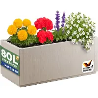 Casaria Pot de fleurs Ethica en plastique blanc craie 80 x 36 x 36 cm