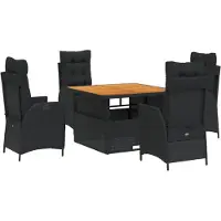 vidaXL Ensemble de jardin 5 pièces avec coussins Noir Poly Rattan