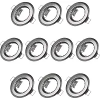 Deuba 10x cadre pour spots lumineux encastrable plafond pivotable argent brillant support pour luminaire acier inoxydable