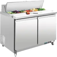 Polar Saladette avec plan de travail et roulettes | 2 portes | 405L