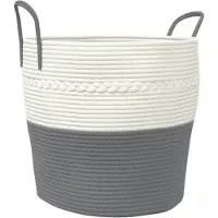 vidaXL Panier de rangement gris et blanc Ø43x38 cm coton