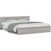 vidaXL Cadre de lit avec tête de lit gris Sonoma 200x200 cm