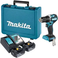 Makita Perceuse-visseuse sans fil DDF 487 RFE 18 V 40 Nm sans balais + 2 batteries 3,0 Ah + chargeur + mallette