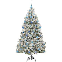 vidaXL Sapin de Noël artificiel Vert et blanc 180 cm PVC et métal
