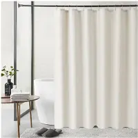INF Rideau de douche en lin naturel - Panneau de rideau de salle de bain imperméable UN