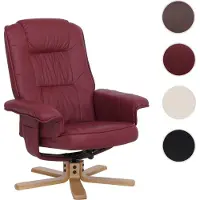 Mendler Fauteuil de télé M56, fauteuil de relaxation sans tabouret, similicuir bordeaux