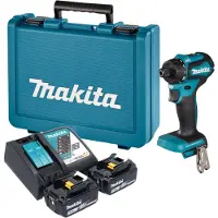 Makita Perceuse-visseuse sans fil DDF 083 RFE 18 V 40 Nm 1/4'' sans balais + 2 batteries 3,0 Ah + chargeur + mallette
