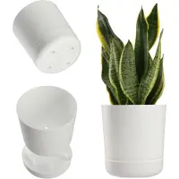 Kadax Pot de fleurs rond Satina 15 avec soucoupe | Blanc