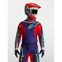 Alpinestars Fluid Drag Hommes Maillot MX Bleu/Rouge L