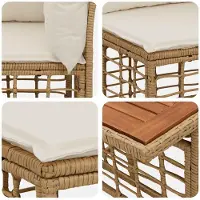 vidaXL Ensemble de canapé de jardin , 7 pièces, en résine tressée naturelle et crème