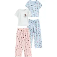 Next Pyjama bleu clair / marron / rose / blanc