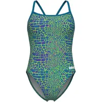 Arena Maillot de bain sport 'Snakeskin' bleu / vert gazon / violet