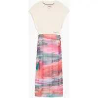 Desigual Robe bleu pastel / gris foncé / rose clair / rouge pastel