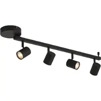 QAZQA Spot de plafond moderne noir 4 lumières GU10 50mm avec rétroéclairage et interrupteur 3 positions - Back Up