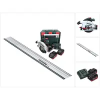 Metabo Scie circulaire sans fil KS 18 LTX 66 BL 18 V 165 mm + 2 batteries 5,5 Ah + chargeur + rail de guidage + metaBOX