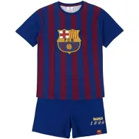 FC Barcelona Garçons, Pyjama, Pyjama d'été pour enfants, modèle shorty, Bleu, (M)