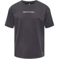 ONLY GIRLS T-Shirt 'KOGHELEN' gris foncé / rosé / grenadine / blanc