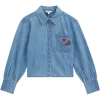 We fashion Chemisier bleu denim / pueblo / rouge cerise