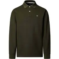 Hackett London pour homme. HM5500048 Polo Slim Fit Logo manches longues vert (L), Casuel, Coton, Classique, Manche longue