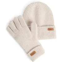 Barbour pour femme. LGS0108 Coffret cadeau bonnet et gants Pendle (OSFA), Beige, Casuel, Polyester