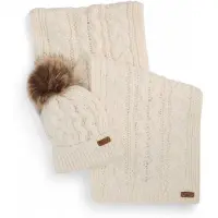 Barbour pour femme. LGS0025 Coffret cadeau bonnet et écharpe Penshaw beige (OSFA), Casuel, Acrylique