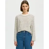 Selected T-shirt 'SLFESSENTIAL' beige / marron / brun foncé