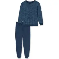 Schiesser Pyjama long ' Comfort Essentials ' bleu foncé