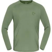 Norrøna - Haut thermique en laine de mérinos - Femund PureUll Long Sleeve M Deep Lichen Green en Laine - Taille L - Kaki