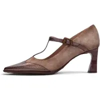 Hispanitas pour femme. HI264952 Chaussures en cuir Paris taupe (37), 3 à 5 cm, Boucle, Casuel, Fête