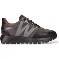Wonders pour femme. A-24110 Baskets en Cuir Odisei gris (39), Noir, Plat, 1 à 3 cm, Lacets, Casuel